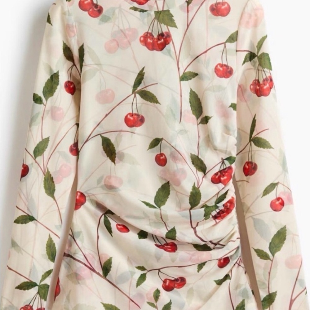 Stella McCartney Cream Cherry-Print Long Sleeve Top